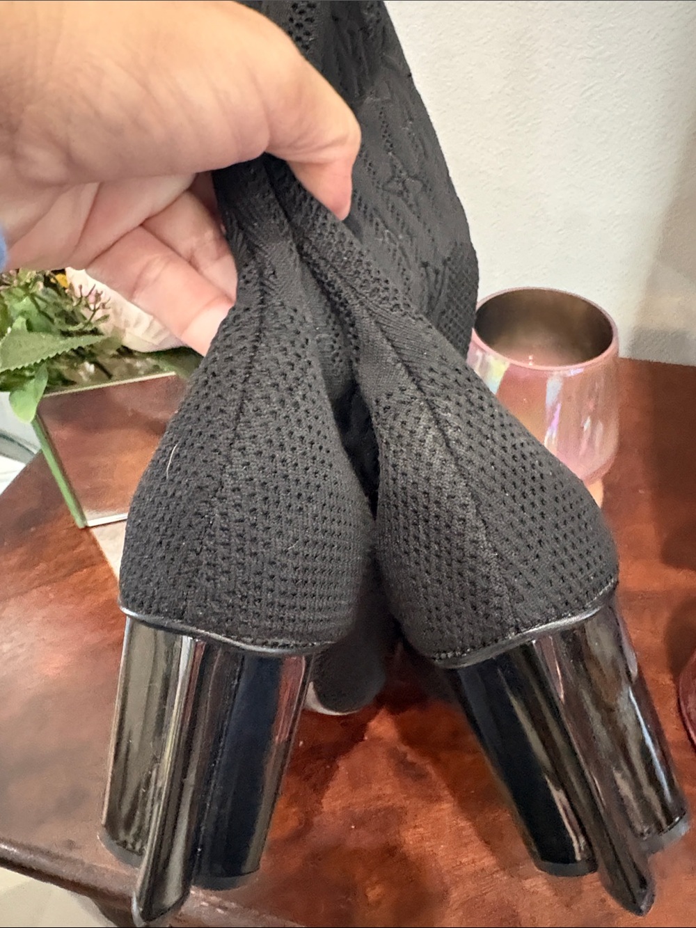 Authentic Louis Vuitton Black Knit Monogram Sock Boots - Picture 6 of 6